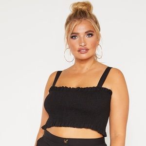 PLT plus black shirred top